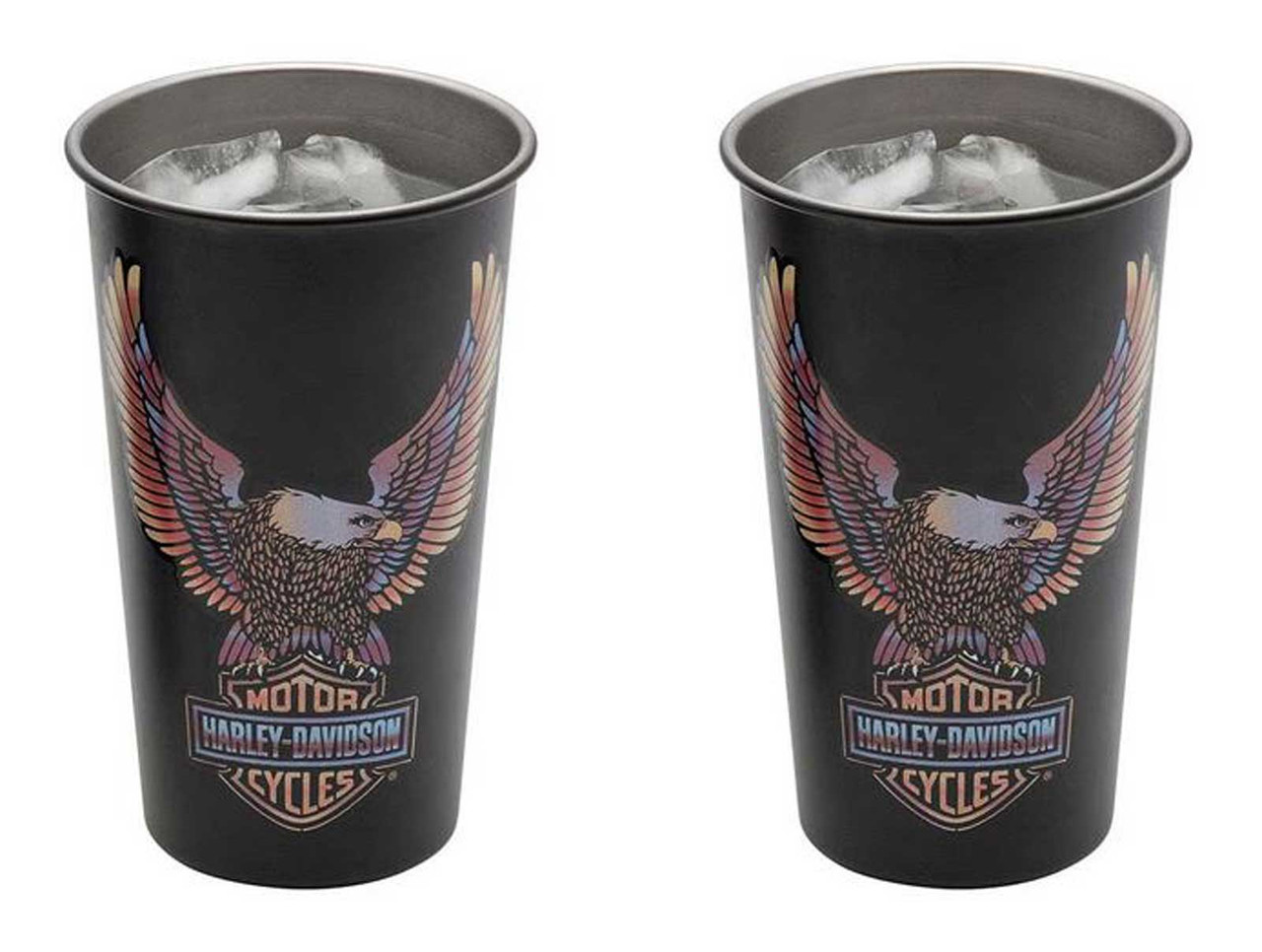 Harley-Davidson® Vivid Bar & Shield Eagle Metal Cup Set, Stainless