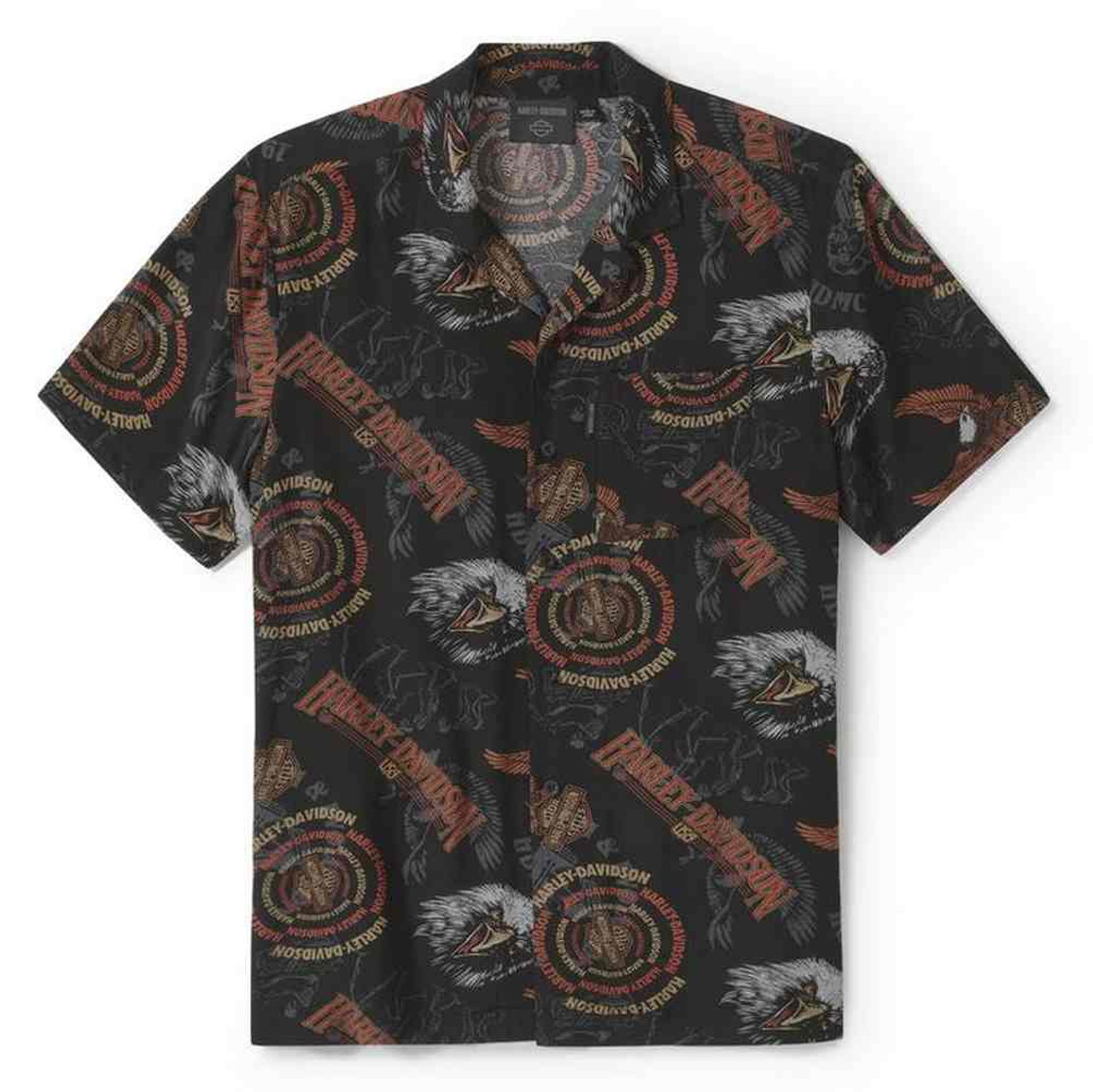 ★Harley Davidson★ Open BS Silk Short Sleeve T-Shirt Black Harley-Davidson® Men's 80s Tank Aloha Short Sleeve Shirt
