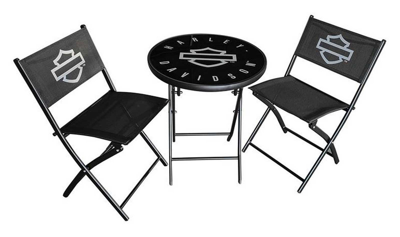 Harley-Davidson® Open Bar & Shield Folding Bistro Table & Chair