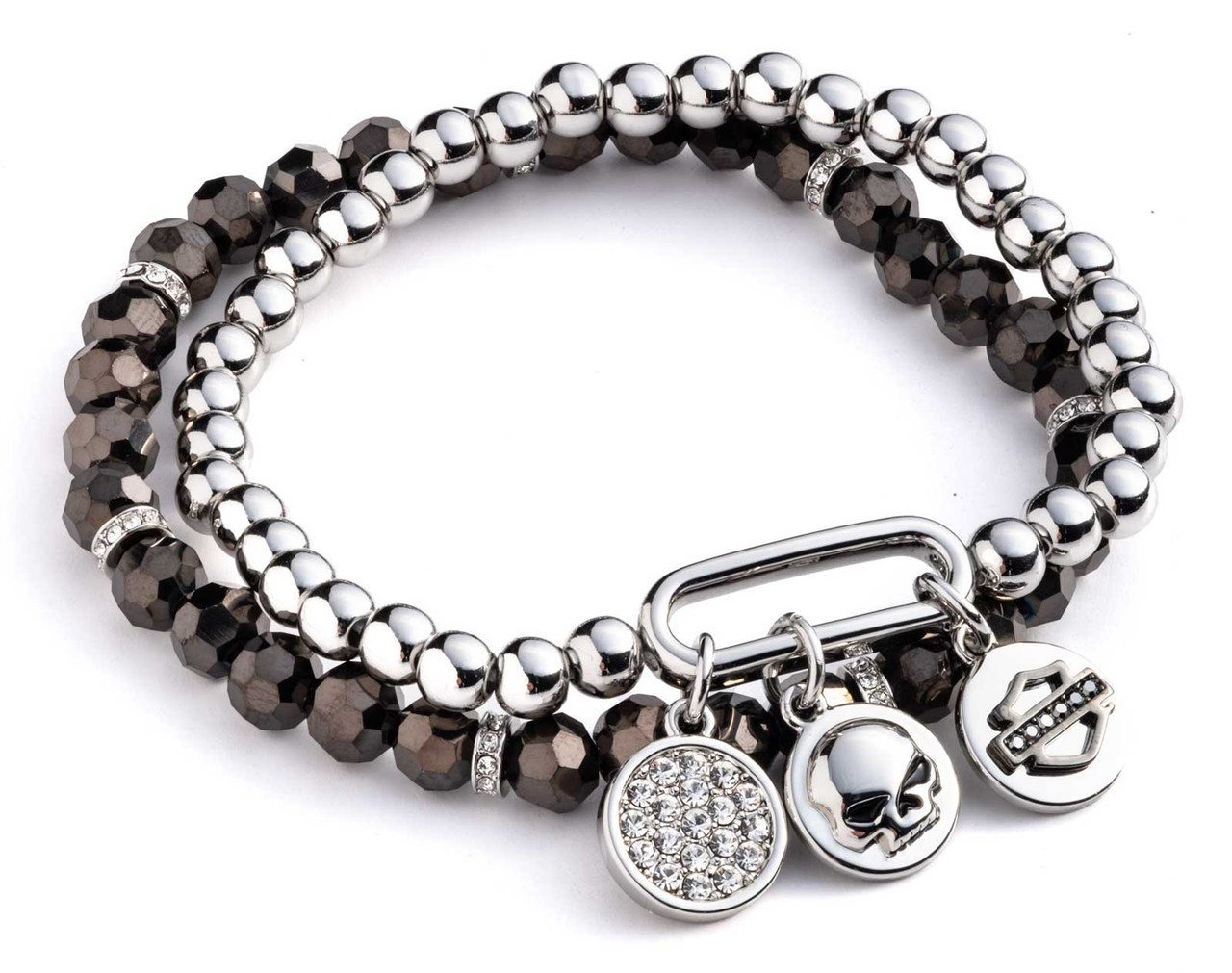 ♦︎Harley-Davidson ロゴ ブレスレット Harley-Davidson® Women's Set of Two Crystal Charm Logos Stretch