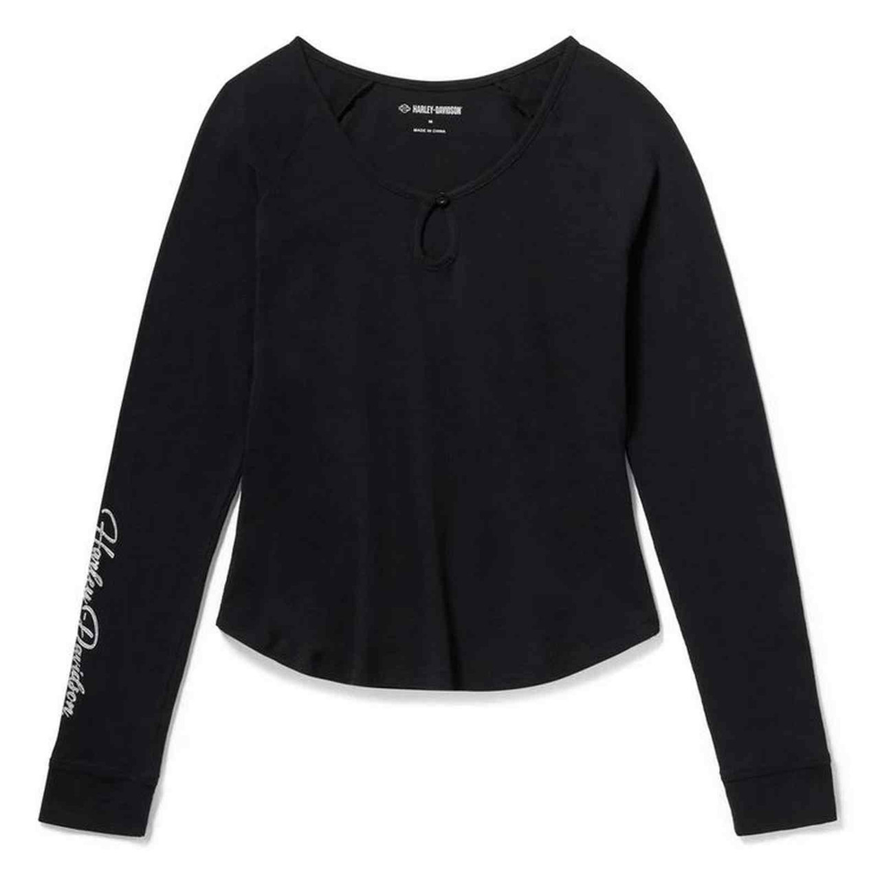 Harley-Davidson® Women's Essential Bling Keyhole Henley - Black