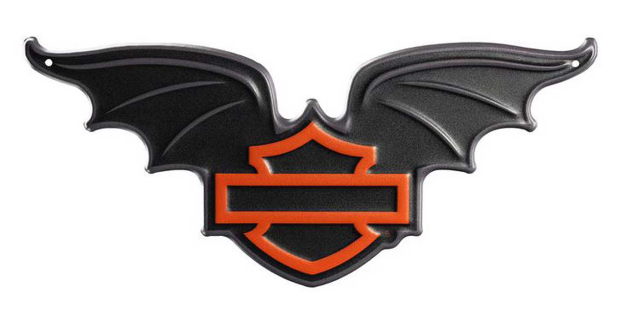 Harley-Davidson® Embossed Open Bar & Shield Halloween Bat Metal