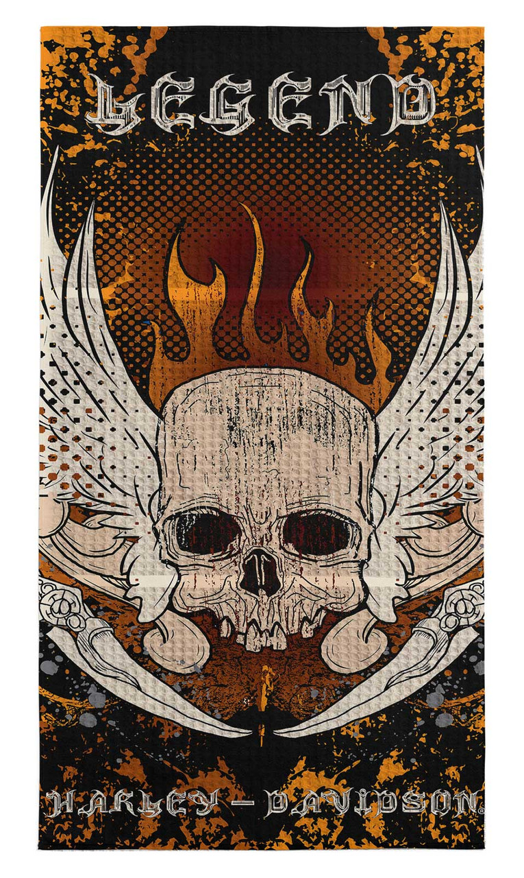 Harley-Davidson® Snake & Winged Skull Sand Free Beach Towel, 35 x