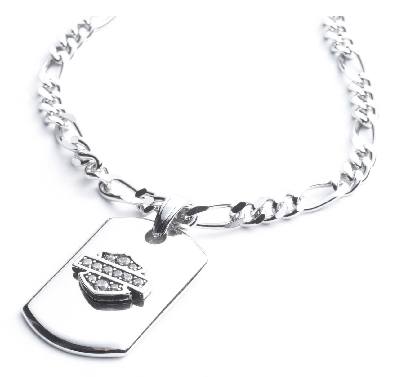 Harley-Davidson ネックレス Harley-Davidson® Women's 22in Crystal Bar & Shield Large Dog Tag