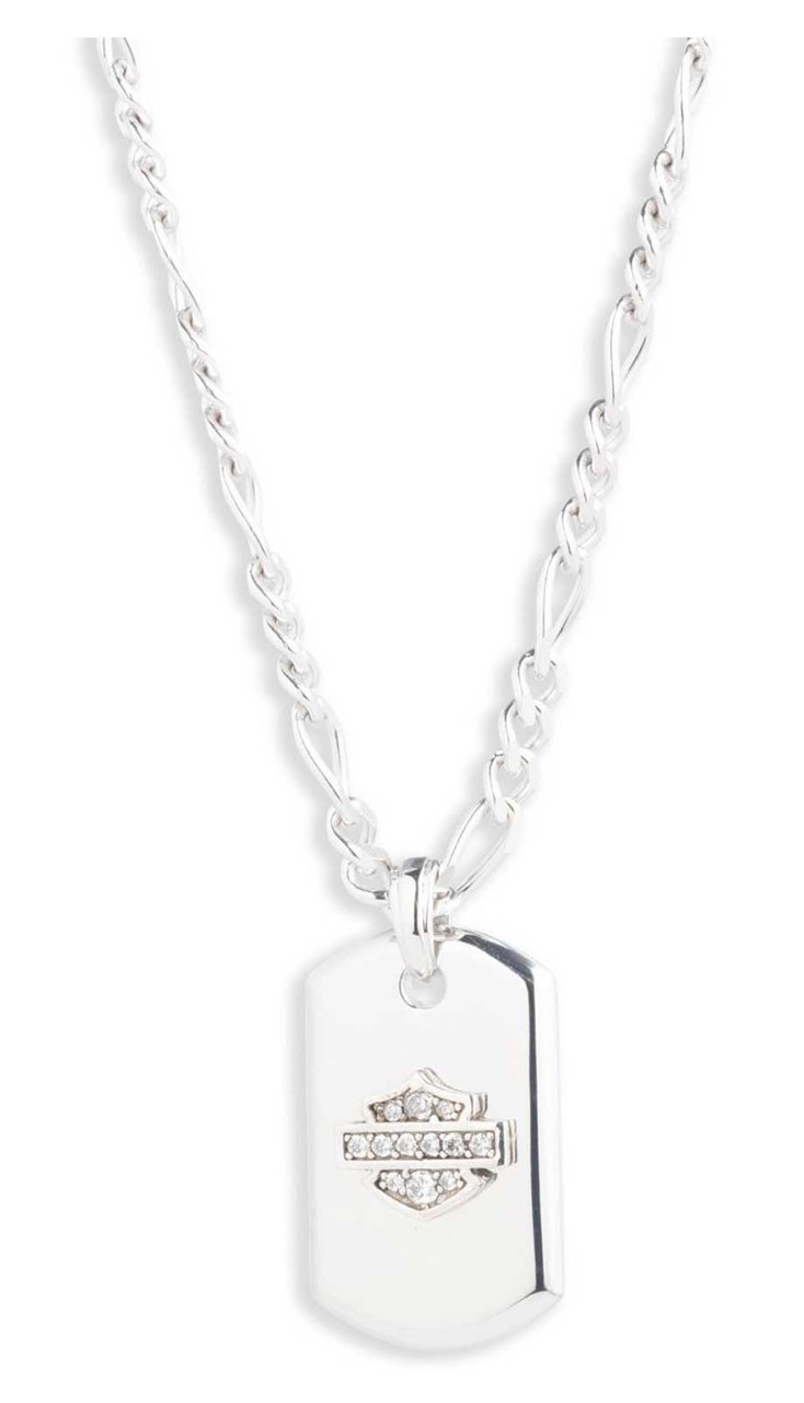 Harley-Davidson® Women's 16in Crystal Bar & Shield Small Dog Tag