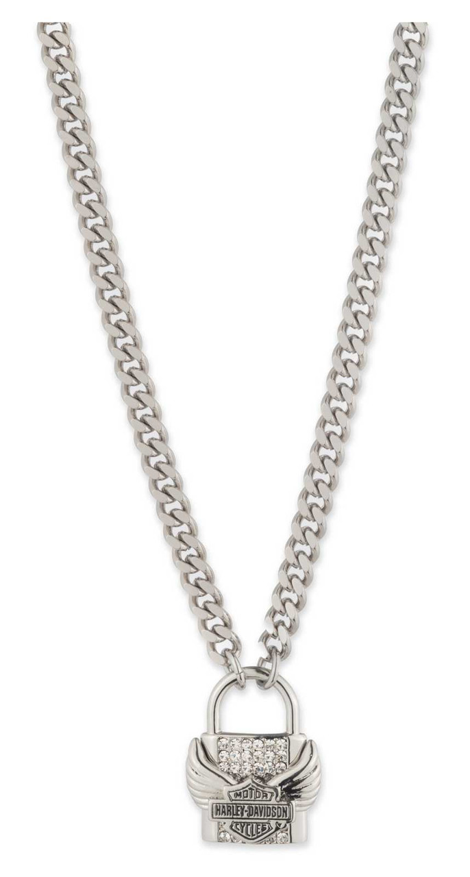 Harley-Davidson® Women's 16 in Bar & Shield Winged Lock Pendant