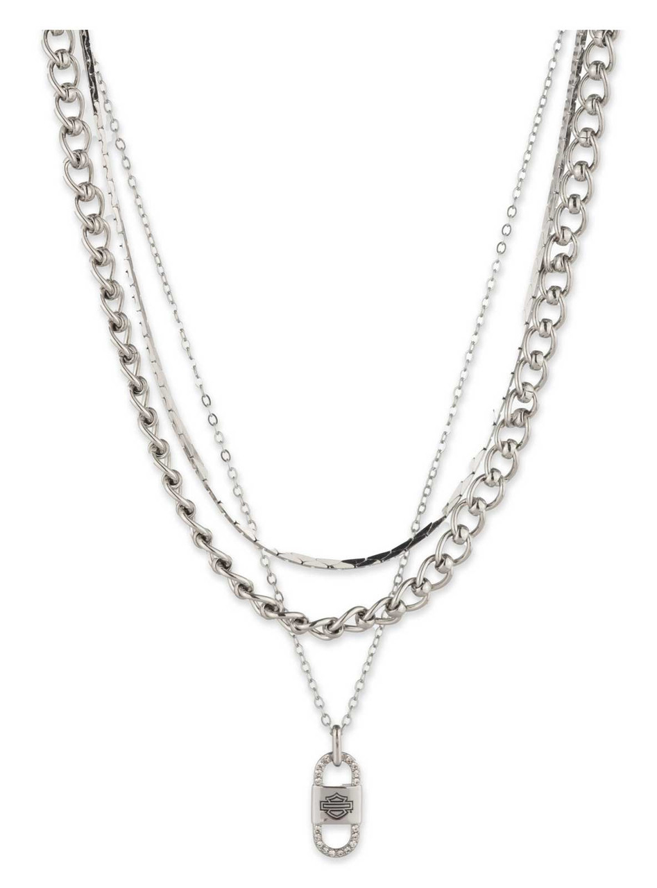 Harley-Davidson® Women's Bar & Shield Link Charm Multirow Chain