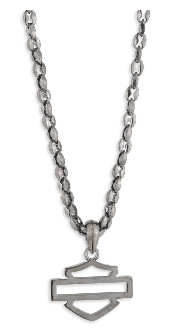 Harley-Davidson® Mens Open Bar & Shield Hematite Stainless Steel