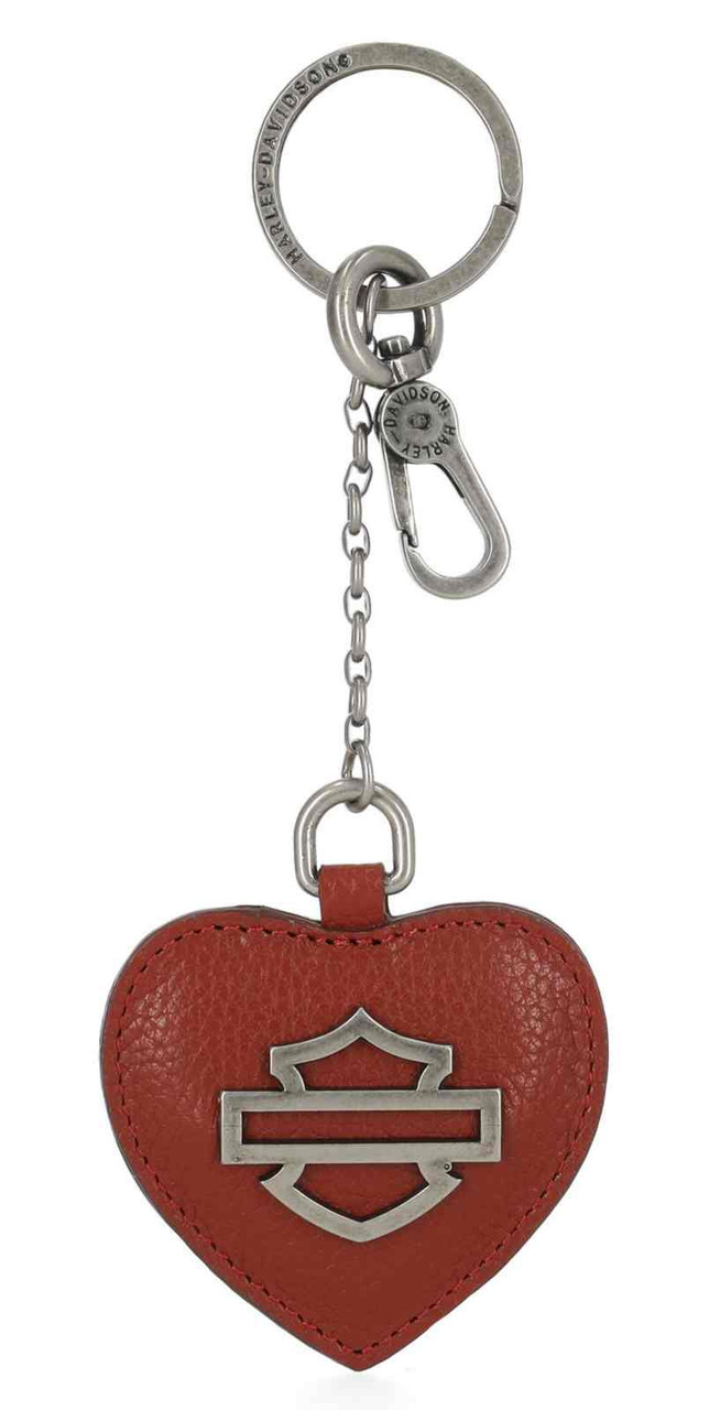 Harley-Davidson® Open Bar & Shield Logo Heart Shaped Leather Key