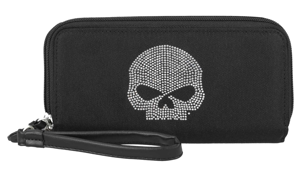 Harley-Davidson® Women's Bling Willie G Skull Zip Around Wristlet