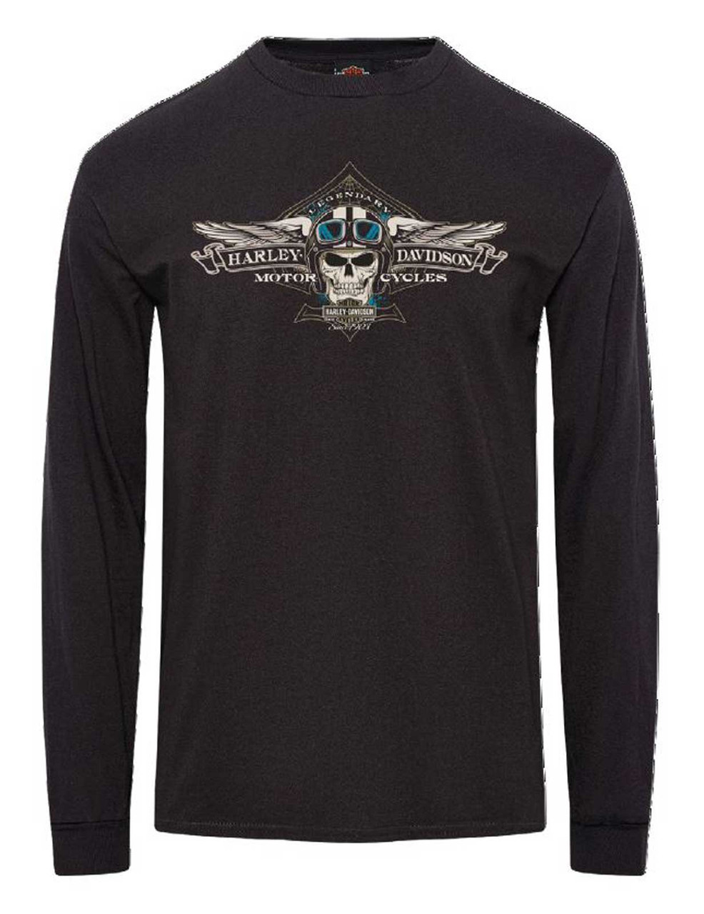 Harley-Davidson 長袖アンダーシャツ 黒 Harley-Davidson® Men's Prowler Aviator Long Sleeve Cotton Shirt