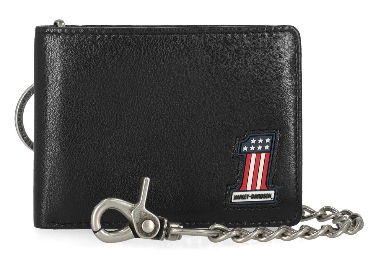 Harley-Davidson® Men's #1 RWB Logo Genuine Leather Biker Billfold