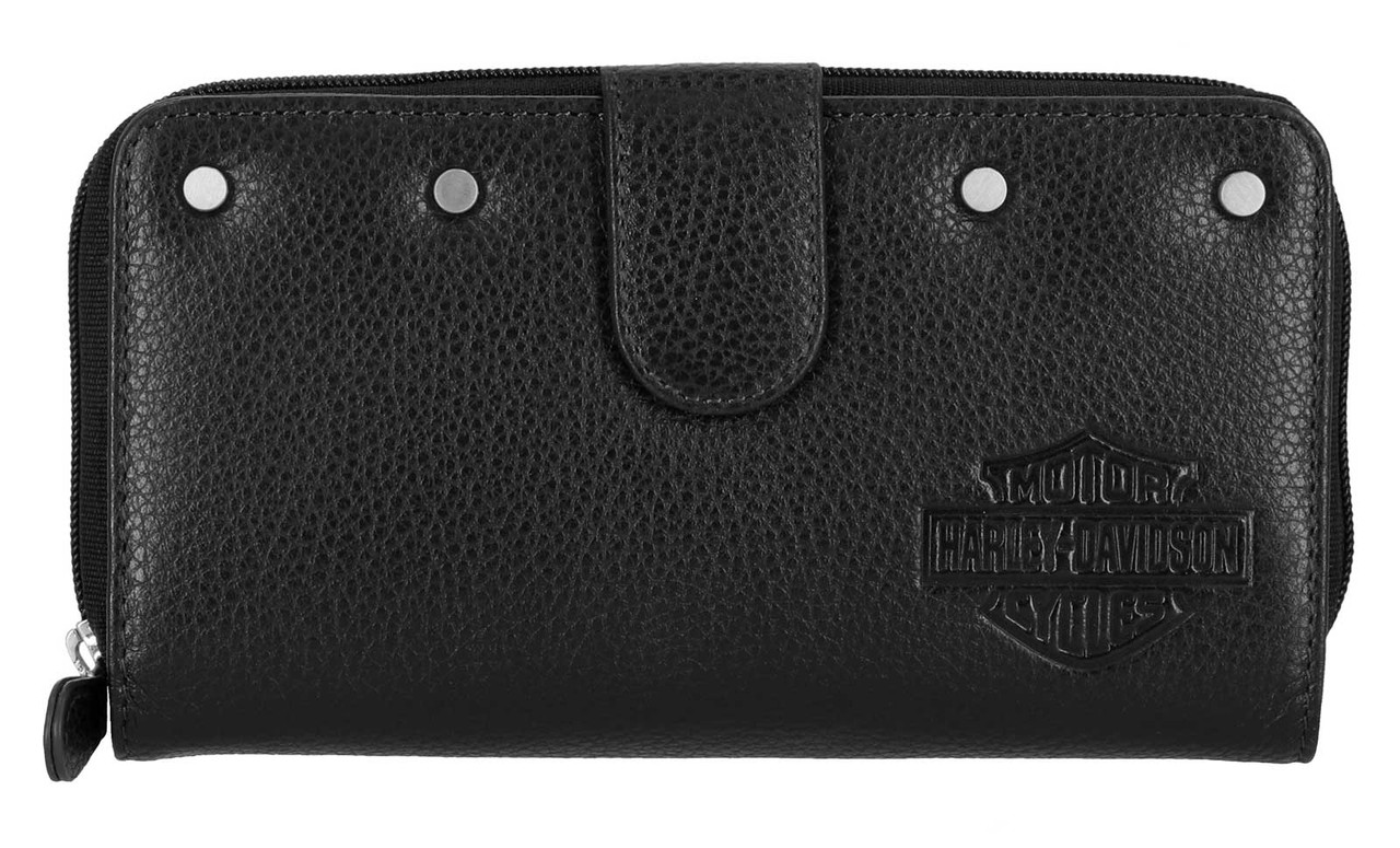 Harley-Davidson® Women's Core Stud B&S Genuine Leather Tab Clutch