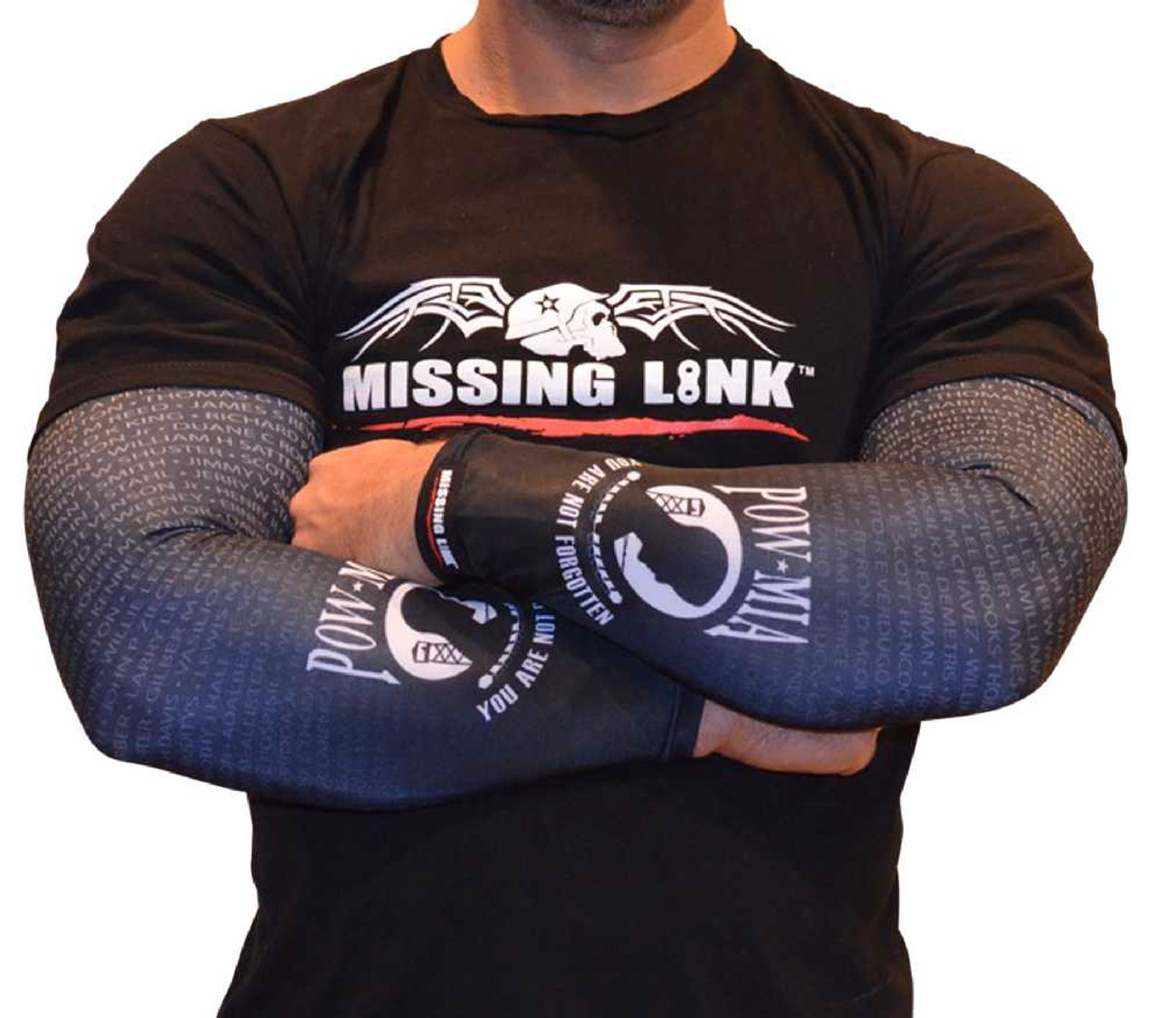 Missing Link SPF 50 POWMIA Tattoo ArmPro Compression Sleeves  APPOW   Wisconsin HarleyDavidson