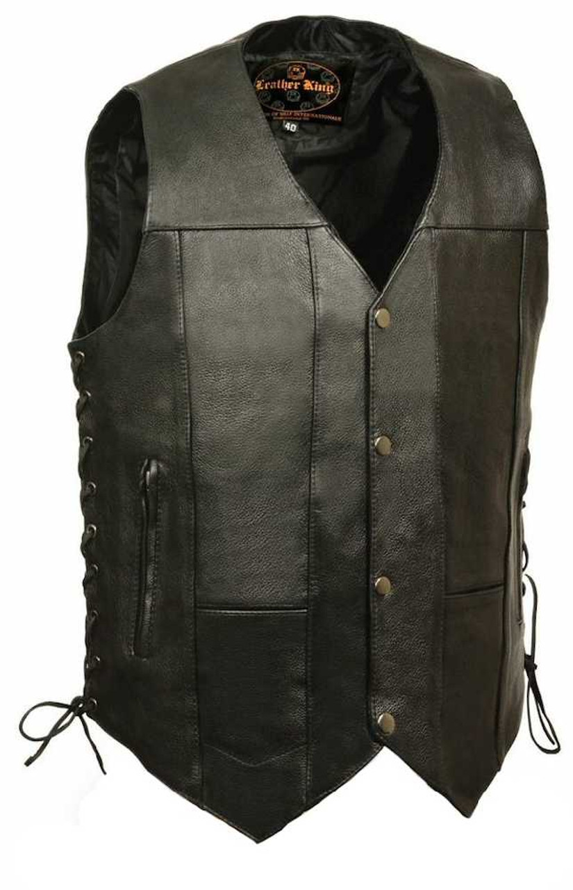 Leather King Men's 10 Pocket Side Lace Vest SH1391 - Wisconsin