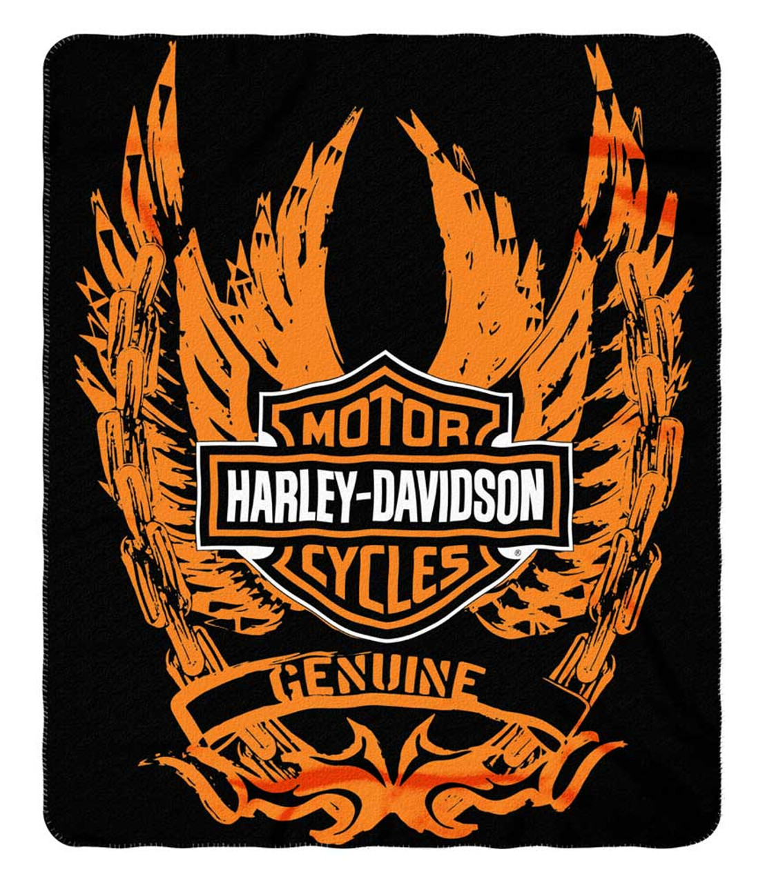 Harley Davidson Skid Out Fleece Throw Blanket Winged Bar Shield Logo NW047075