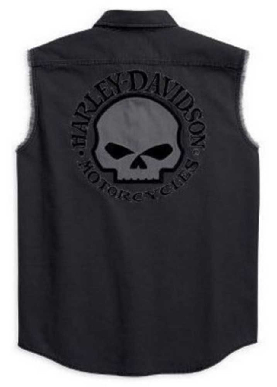 Harley Davidson® Mens Willie G Skull Blowout Button Muscle Shirt 99139 10vm Wisconsin Harley 