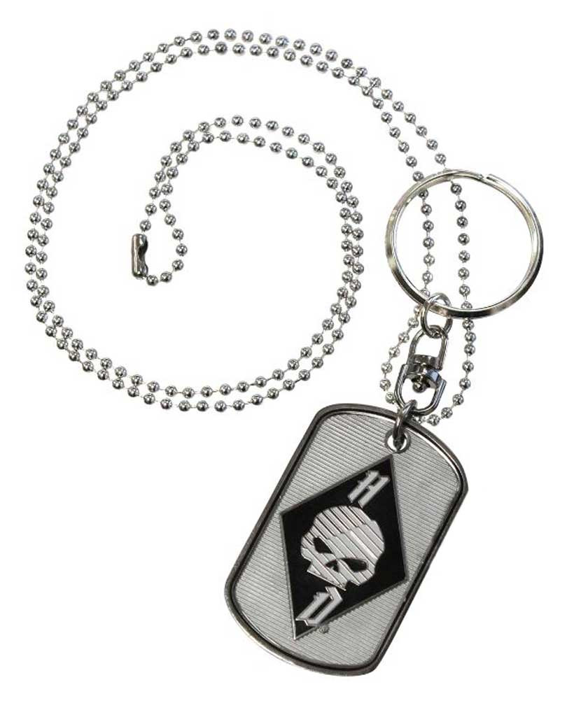 Harley-Davidson® Flaming Willie G Skull Skull Dog Tag, Chain & Key