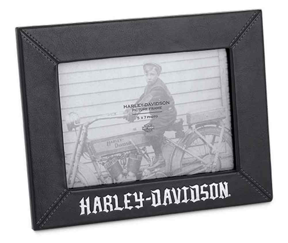 Harley-Davidson® Black Leather 5 in. x 7 in. Photo Frame, Black