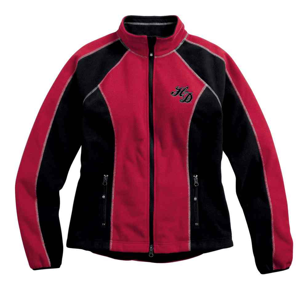 Harley-Davidson® Women's Scroll Skull Windproof Fleece Jacket, Red
