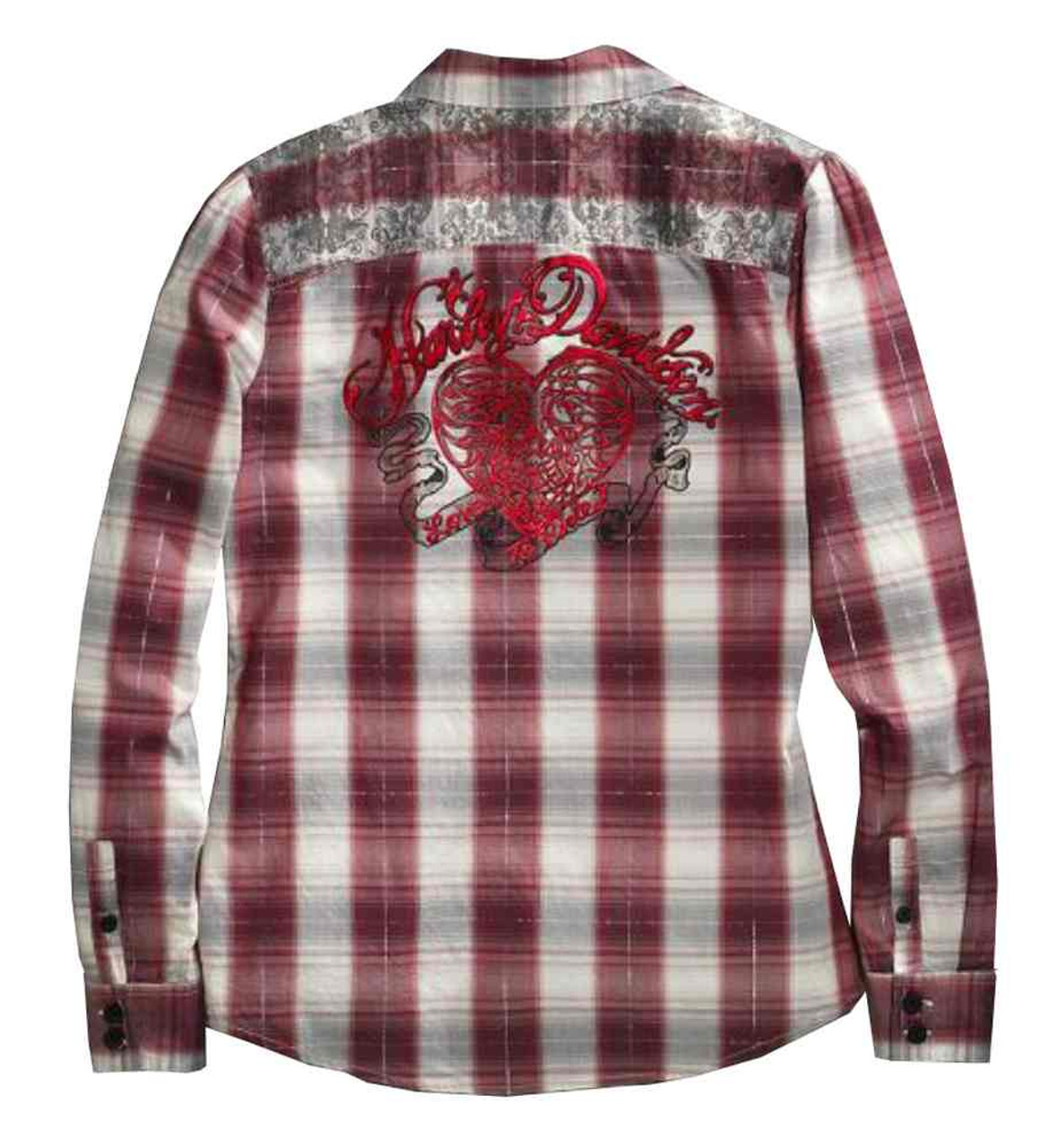 Harley Davidson® Womens Crowned Heart Plaid Long Sleeve Woven Shirt 96185 16vw Wisconsin 
