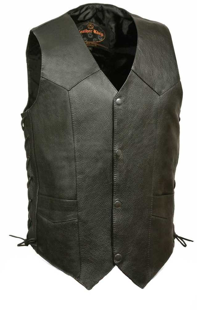 Leather King Men's Classic Side Lace Biker Vest SH1315 - Wisconsin