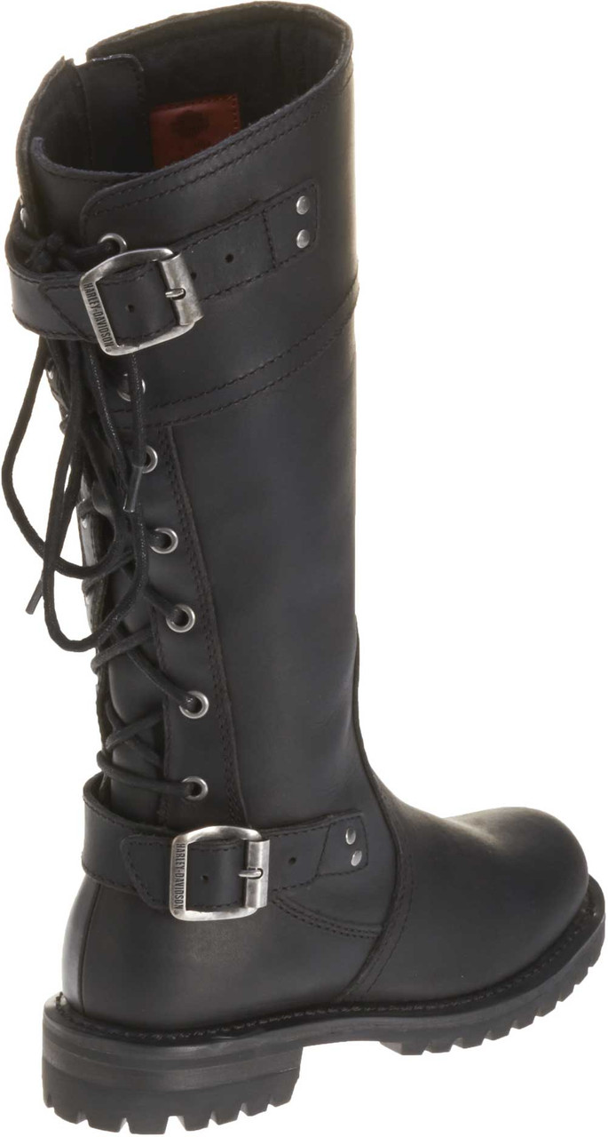 black leather motorcycle boots