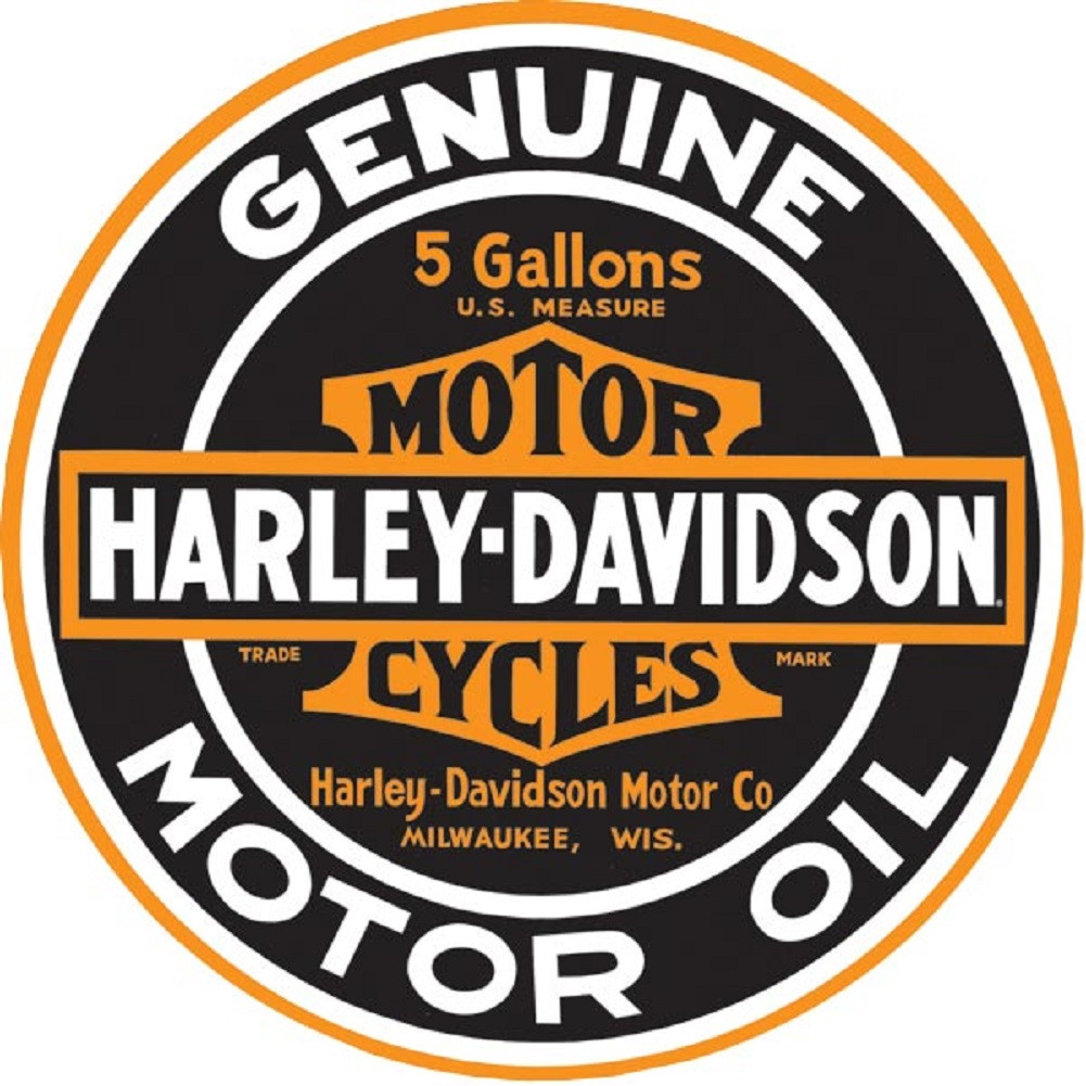 Harley-Davidson® Genuine Motor Oil 14 Inch Round Tin Metal Sign