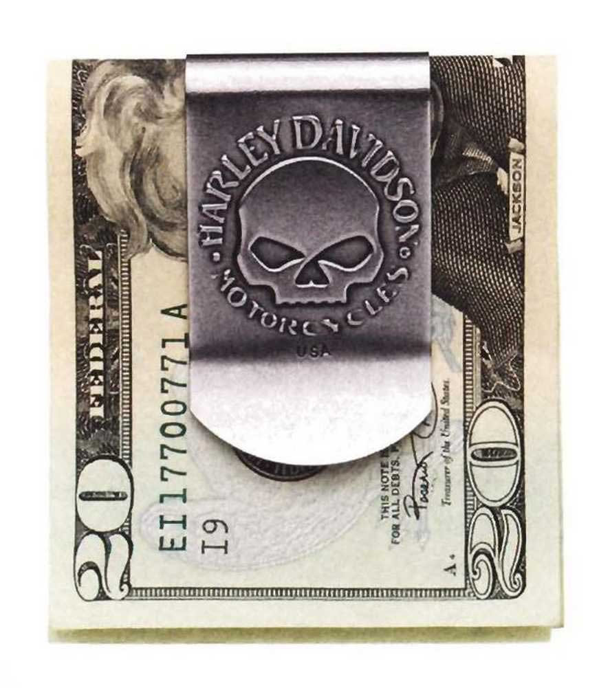 Harley-Davidson® Men's Skull Money Clip, Metal Nickel Finish 99453