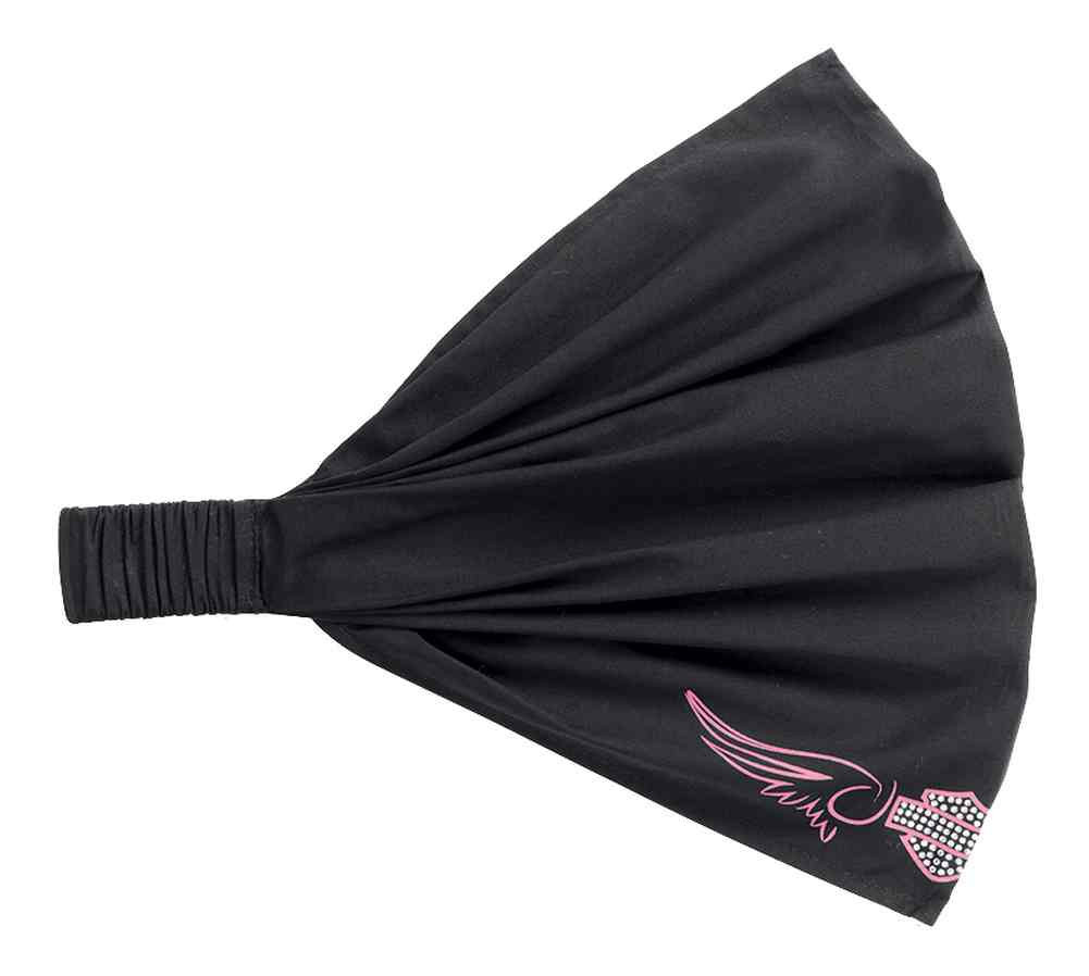 HarleyDavidson® Women's Head Wrap, Pink Label Embellished B&S, Black