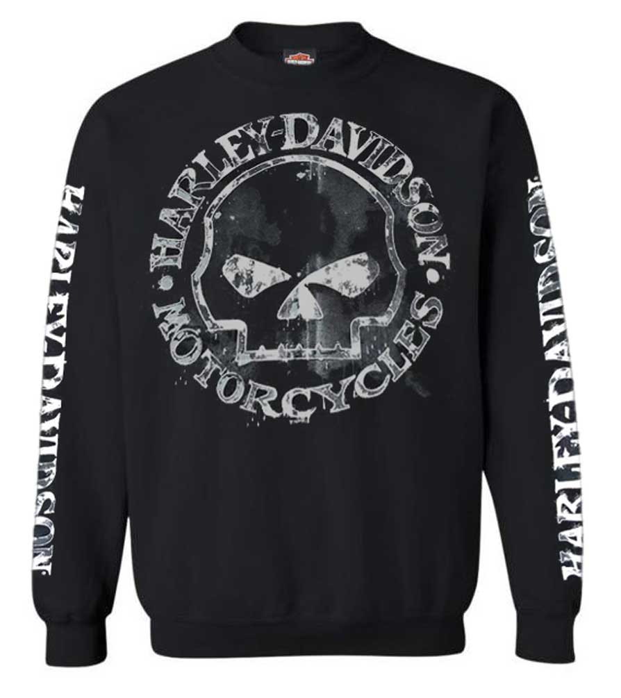 Harley-Davidson® Men's Willie G Skull Sweatshirt, Black Crew