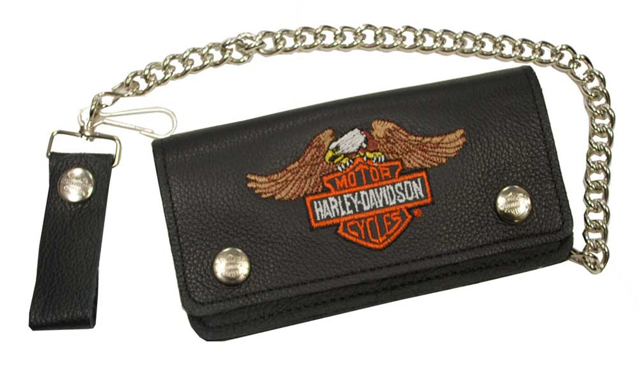 Harley-Davidson® Men's Embroidered Winged Eagle B&S Biker Chain Wallet  BW808H-4