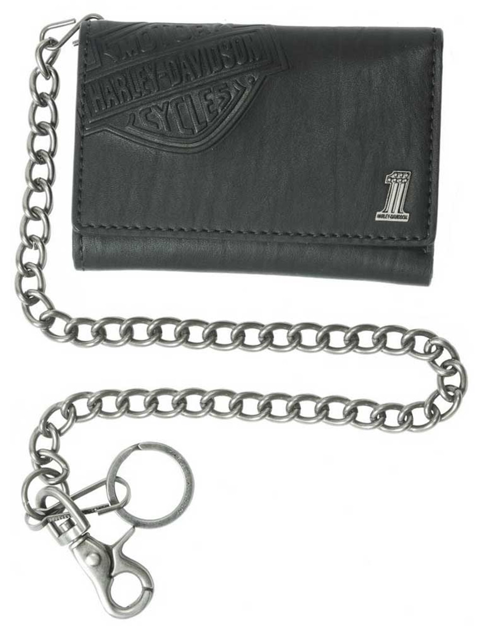 Harley-Davidson® Men's Trifold Wallet, Embossed Bar & Shield, Black  CR2314L-Black