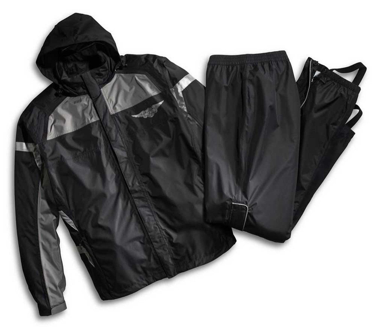 Harley-Davidson® Mens Rain Suit, Full Speed Winged B&S Reflective