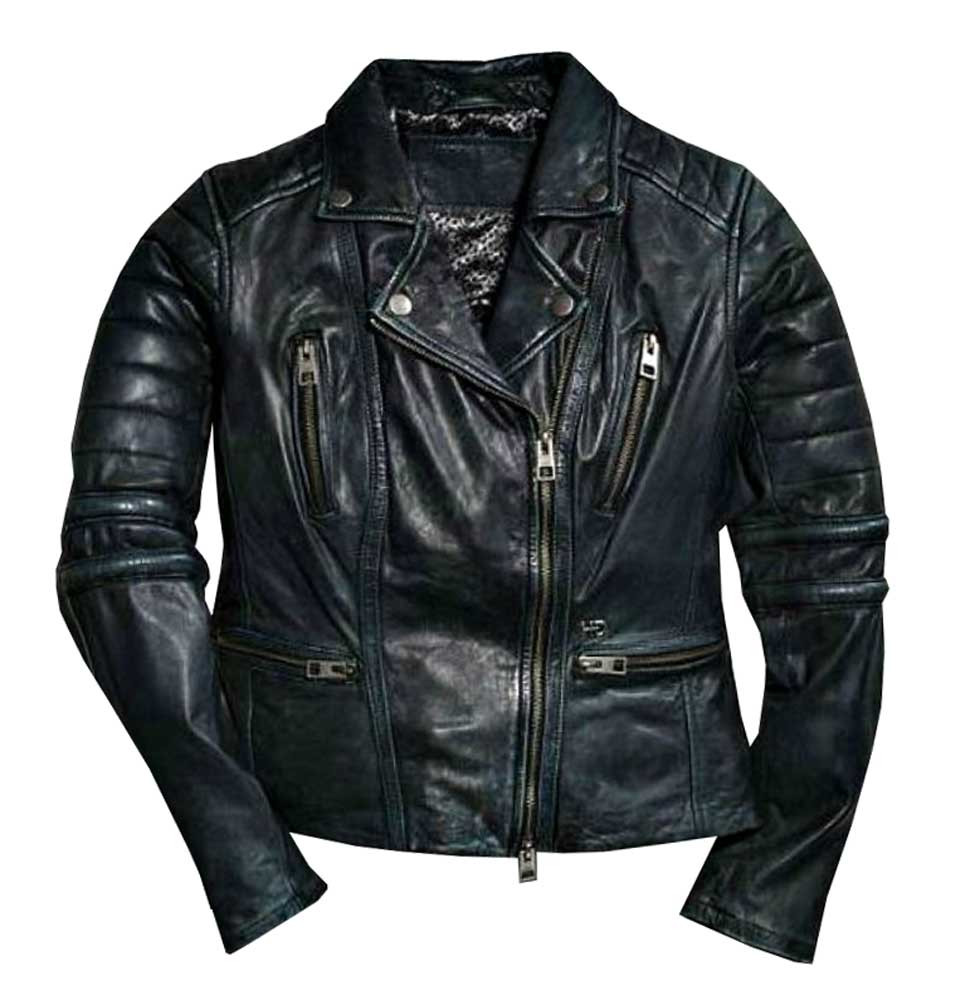 Harley-Davidson® Women's Overdyed Goatskin Leather Jacket, Black