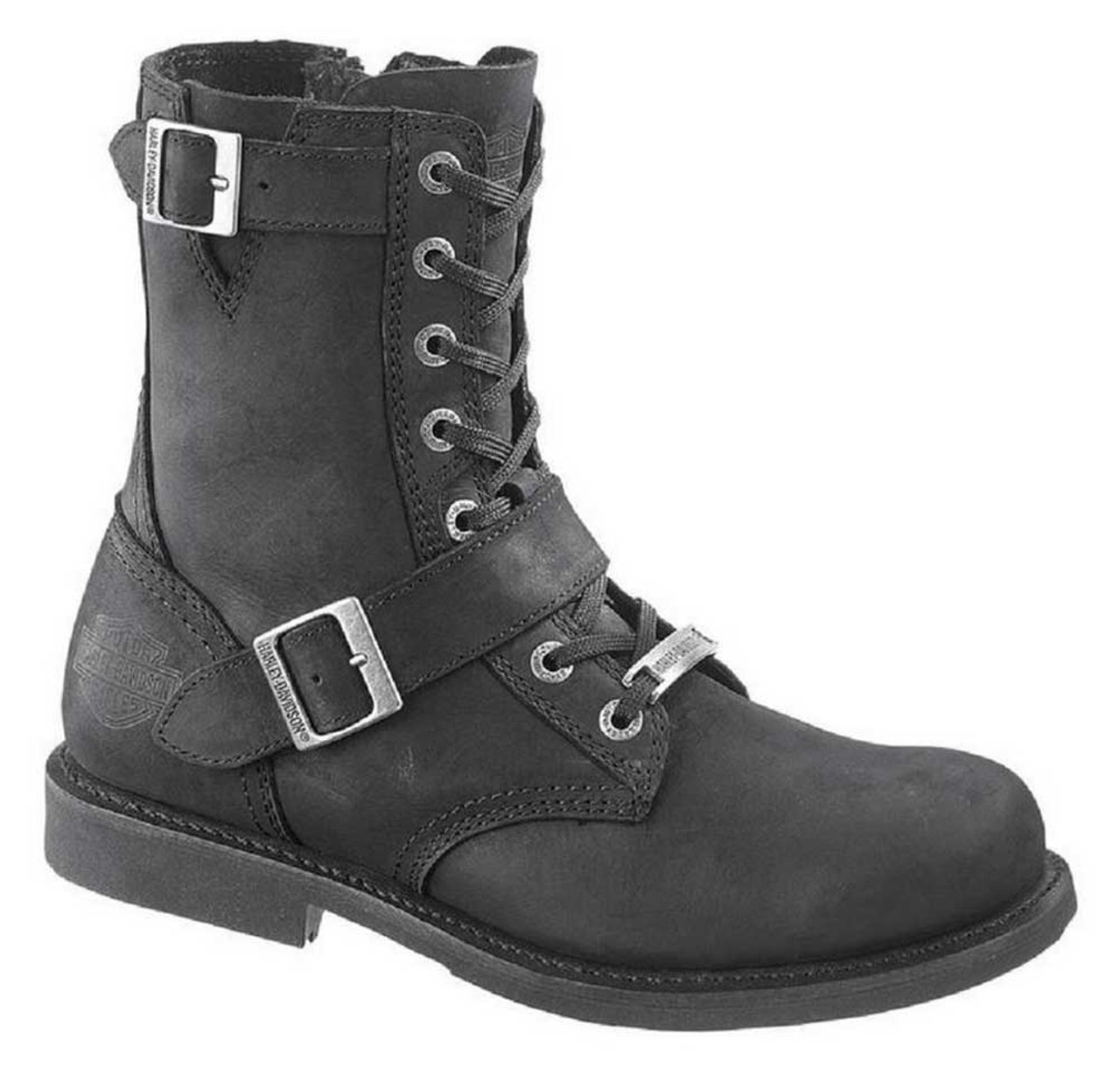 Harley-Davidson® Men's Ranger Black 8-Inch Leather Boots, Side Buckles.  D95264