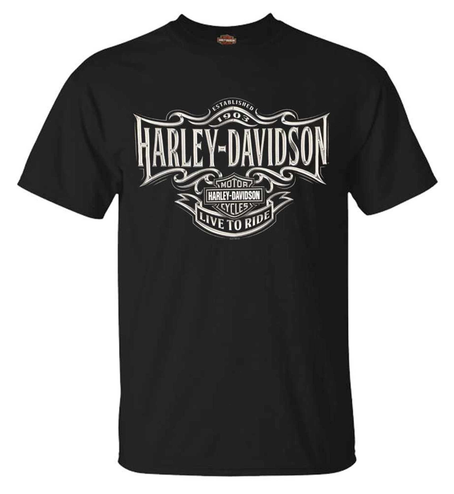 Harley Davidson® Mens Live To Ride H D Short Sleeve Cotton T Shirt Solid Black Wisconsin 