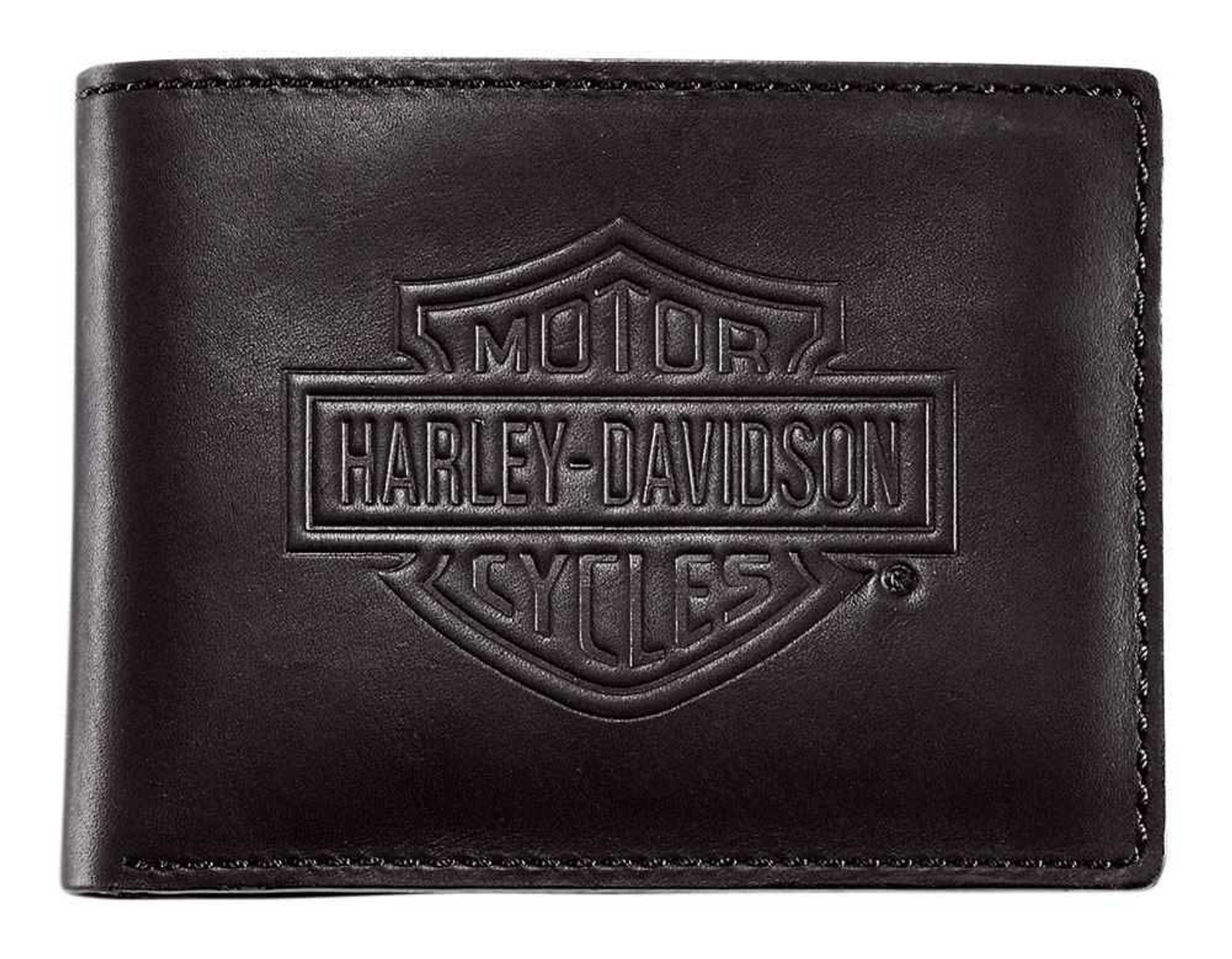 Harley-Davidson® Mens Bar & Shield Logo Flip Fold Black Leather Wallet ...