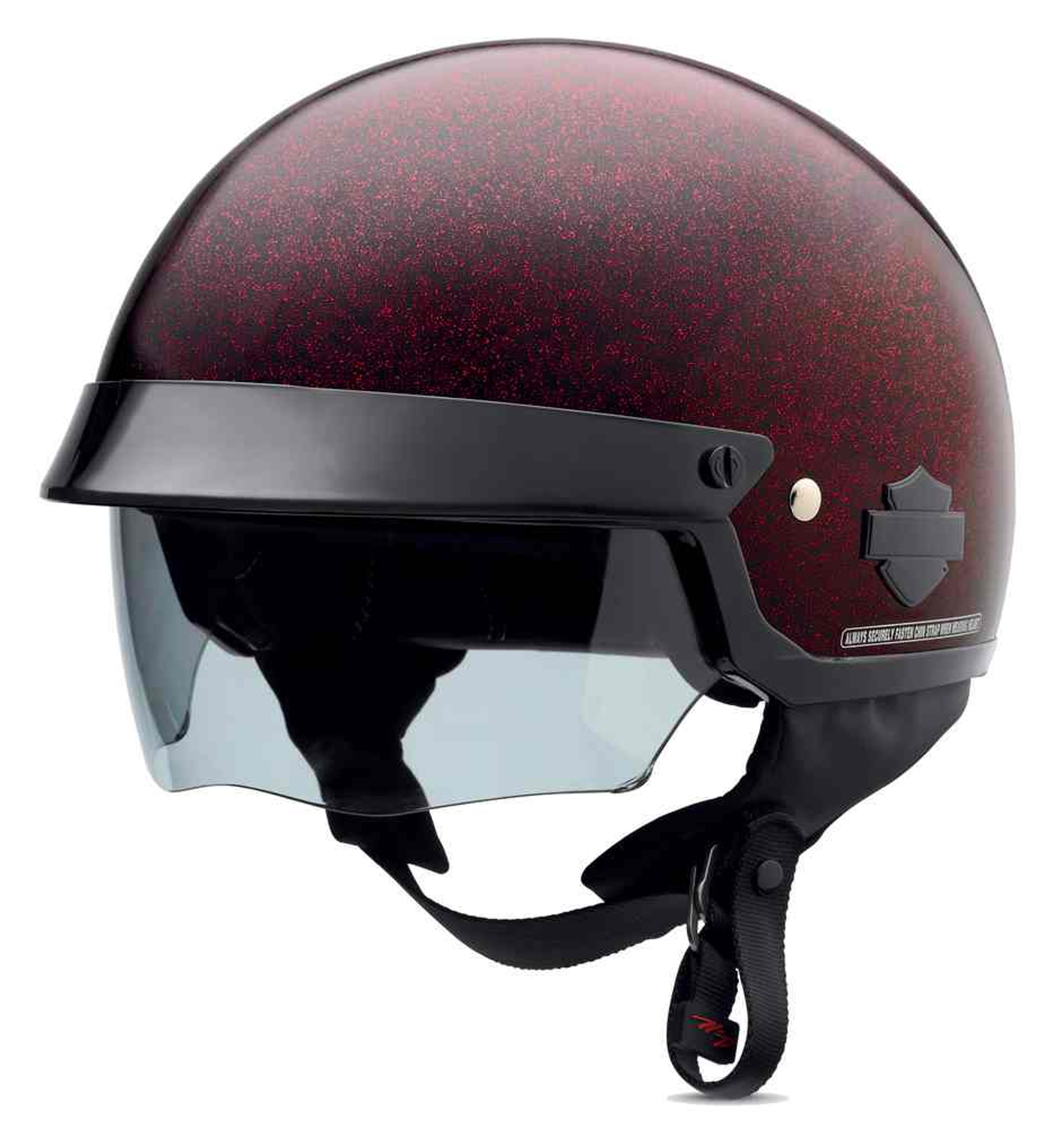 Harley-Davidson® Women's Paramount Sun Shield Half Helmet Red Glitter. 98201-16VW - Wisconsin
