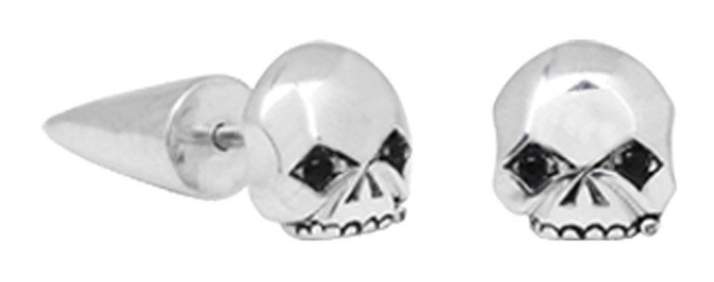 HarleyDavidson® Women's Willie G Skull Spike Stud Earrings, Silver
