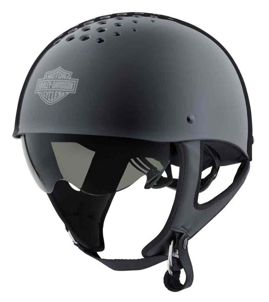 HarleyDavidson® Unisex Trenton B&S B13 Sun Shield Half Helmet, Black