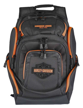 Harley-Davidson® Neon Orange Bar & Shield Deluxe Backpack, Black ...