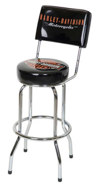 Harley-Davidson Bar & Shield Bar Stool With Back Rest HDL-12204 - Wisconsin Harley-Davidson