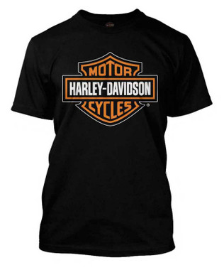 HARLEY DAVIDSON / Tシャツ/S/--/BLK/プリント Harley-Davidson® Men's Elongated Orange Bar & Shield Black T-Shirt
