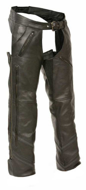 Milwaukee Leather Men's Vented Leather Chaps w/ Reflective Piping ML1144 - Wisconsin Harley-Davidson