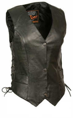 Milwaukee Leather Women's Classic Side Lace Vest w/ Classic Snaps ML1254 - Wisconsin Harley-Davidson