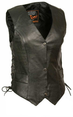 Milwaukee Leather Men's Braided Side Lace Vest w/ Buffalo Snaps