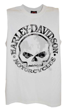 Harley-Davidson Men's Willie G Skull Tank Top, White Muscle T-Shirt 30296645 - Wisconsin Harley-Davidson