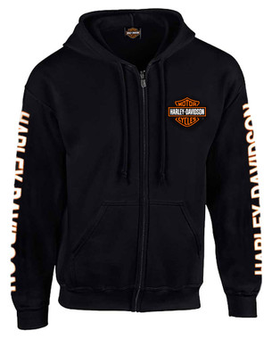 Harley-Davidson Men's Hooded Sweatshirt, Bar & Shield Zip Black Hoodie 30299142 - Wisconsin Harley-Davidson