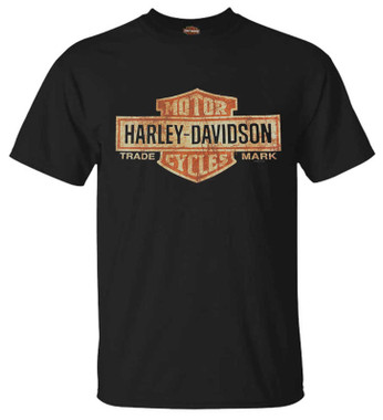 Harley-Davidson® Men's Elongated Orange Bar & Shield Charcoal T